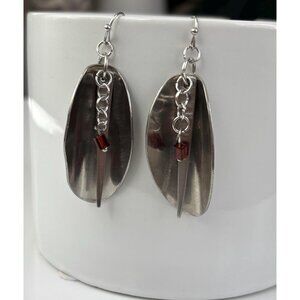 Handmade Spoon Fork Tine Earrings: Metal Spike beaded dangle earrings
